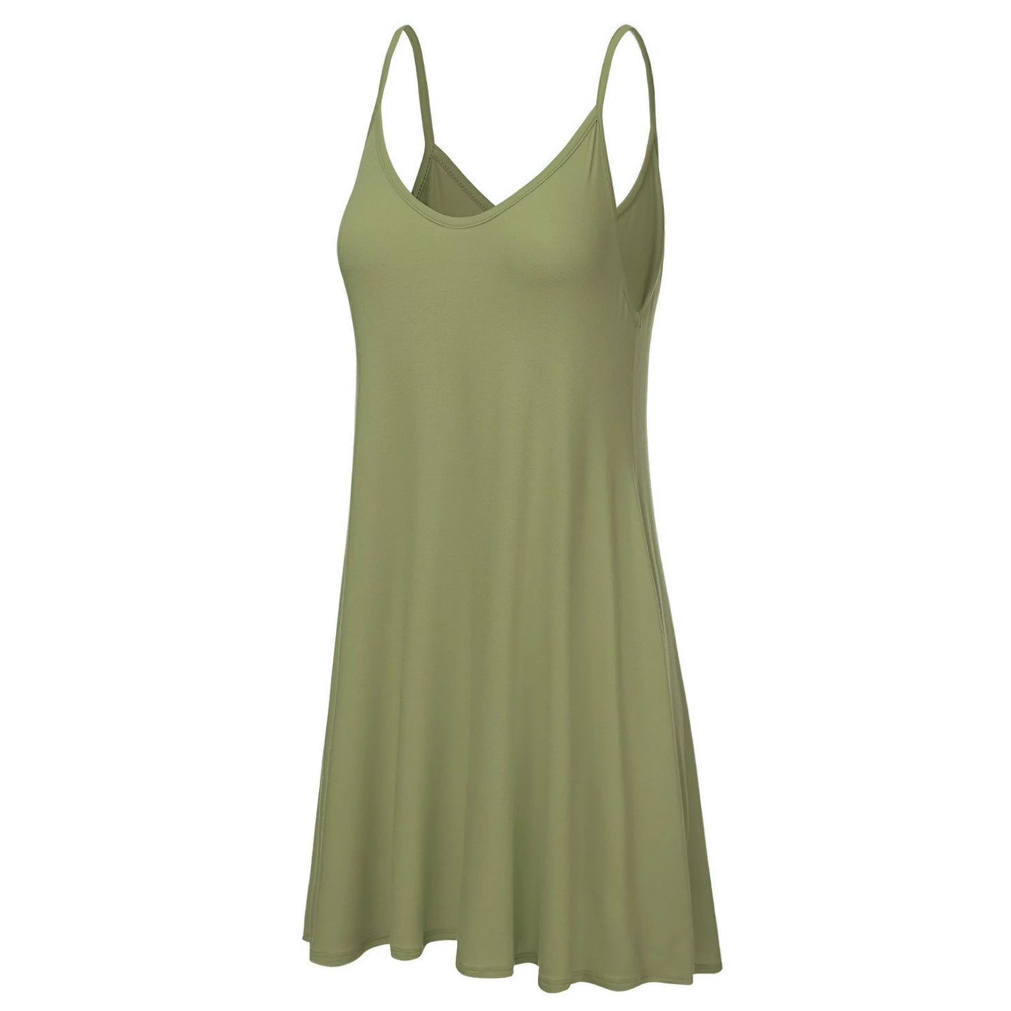 Doublju Women's Casual Spaghetti Loose Swing Slip Dress