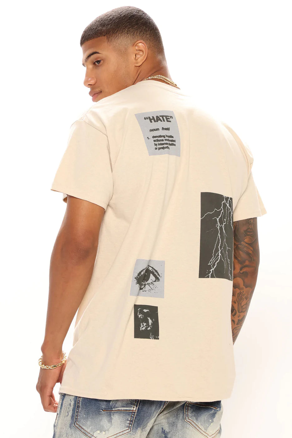 Love And Hate Short Sleeve Tee - Sand