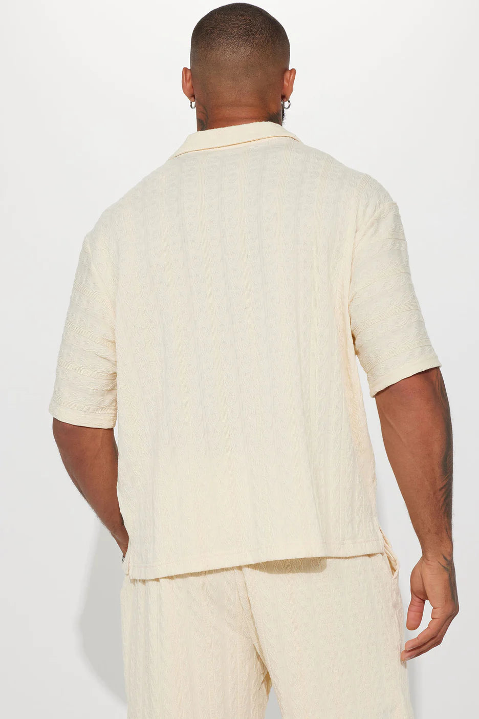 Check My Bank Statement Knit Short Sleeve Button Up - Cream