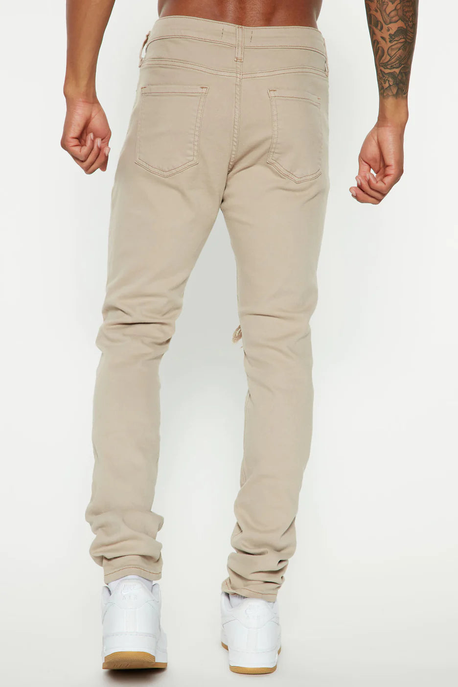 High Key Stacked Skinny Jeans - Taupe