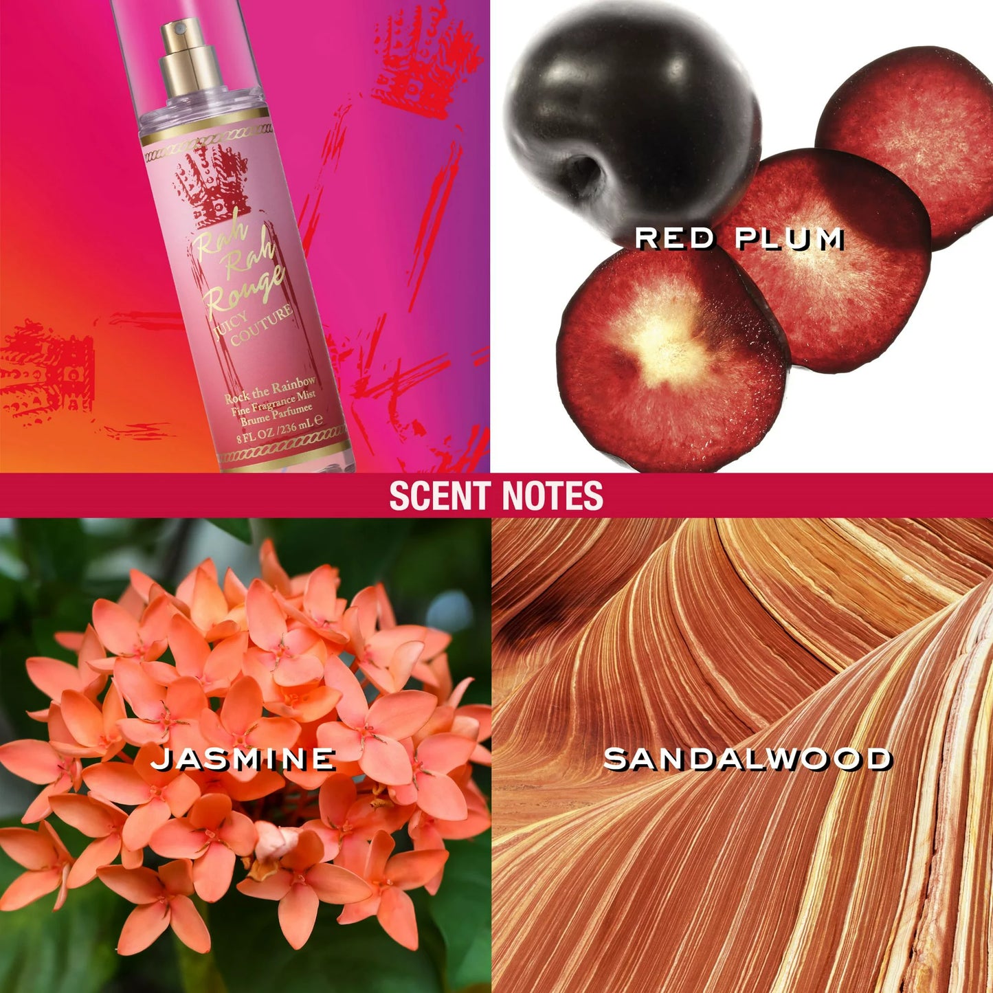 Rah Rah Rouge Body Mist Spray, Perfume for Women, 8.0 fl. oz