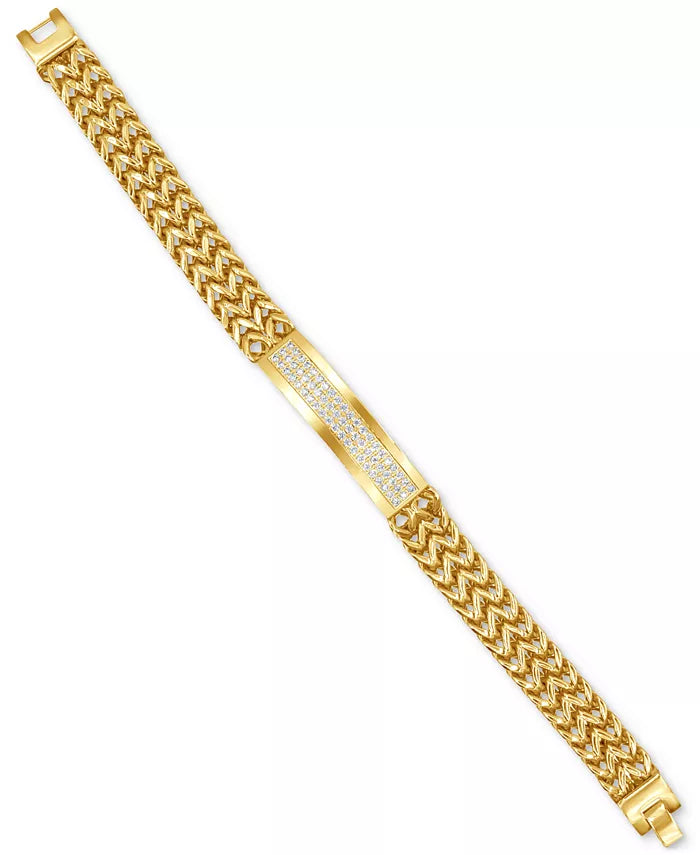 Men's Cubic Zirconia Bar Bracelet in Yellow Ion-Plated Stainless Steel