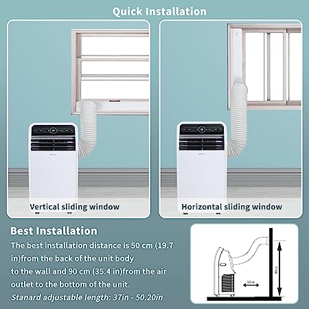 Shinco 12,000 BTU Portable Air Conditioner(11,500BTU ASHRAE), Portable AC Unit with Built-in Cool, Dehumidifier&Fan Modes for Room up to 400 sq.ft, Room Air Conditioner with Remote Control, 24 Hour Timer,