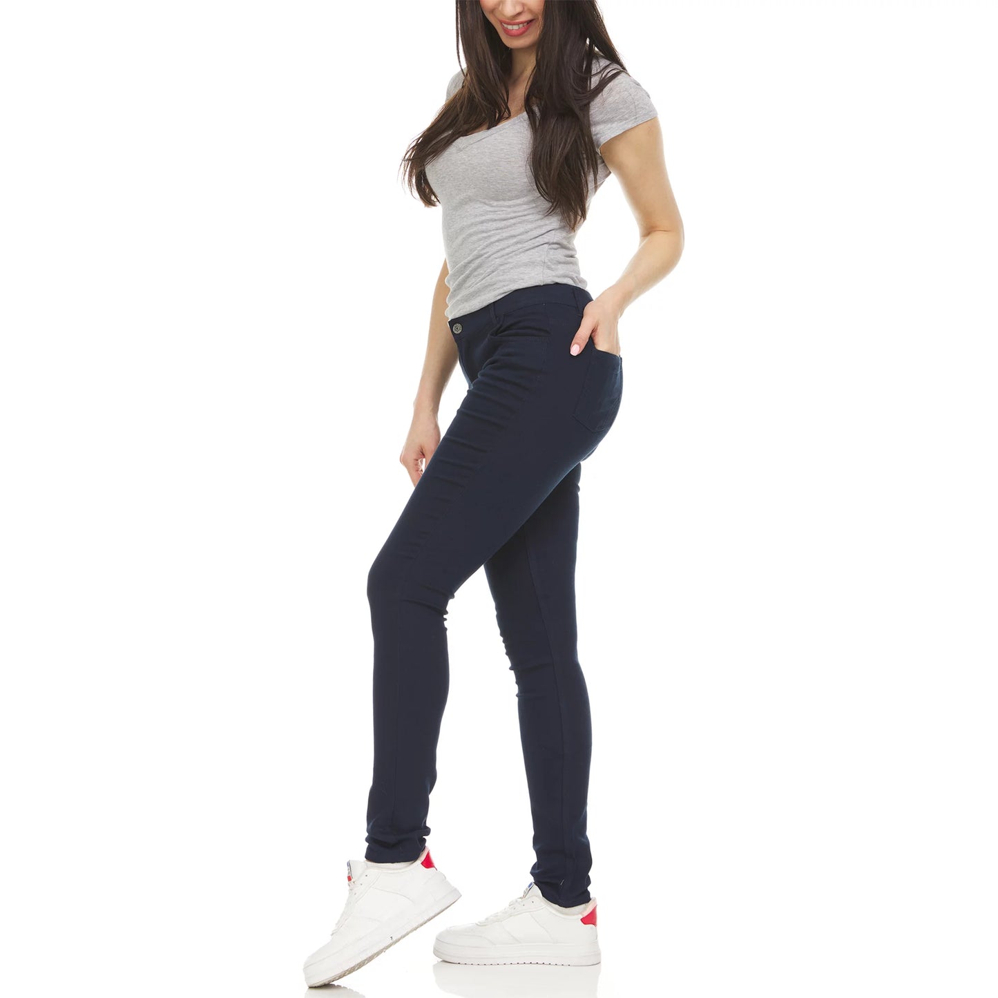 3-Pack Women's Super Stretchy Skinny 5-Pocket Uniform Soft Chino Pants