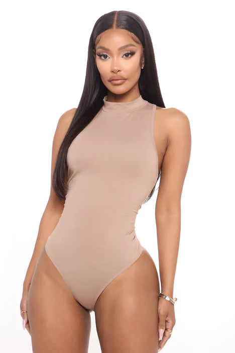 Mel Sleeveless Mock Neck Bodysuit - Mocha