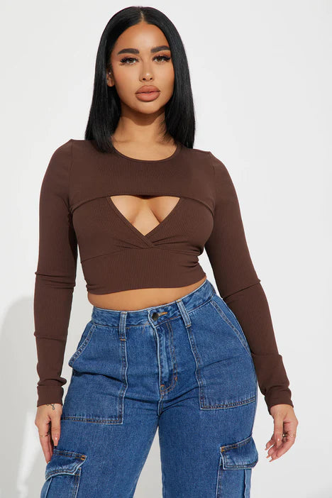 Lilly Cut Out Top - Chocolate