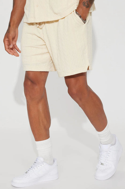 Check My Bank Statement Knit Shorts - Cream