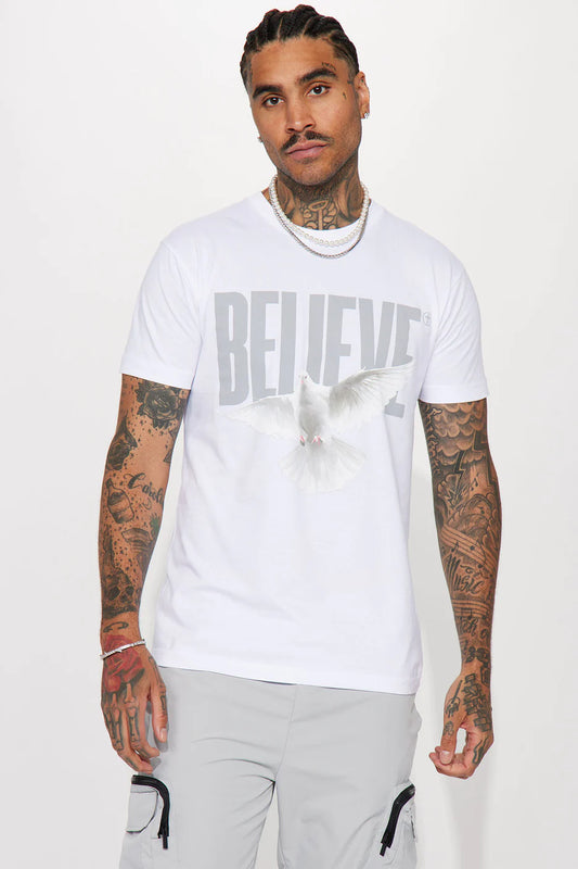 Believe Short Sleeve Tee - White