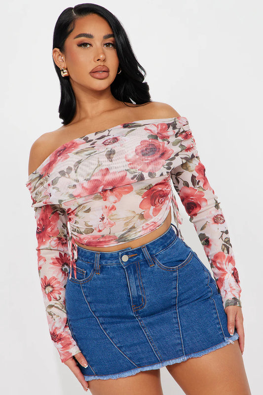 Tamara Off Shoulder Top - Ivory/combo