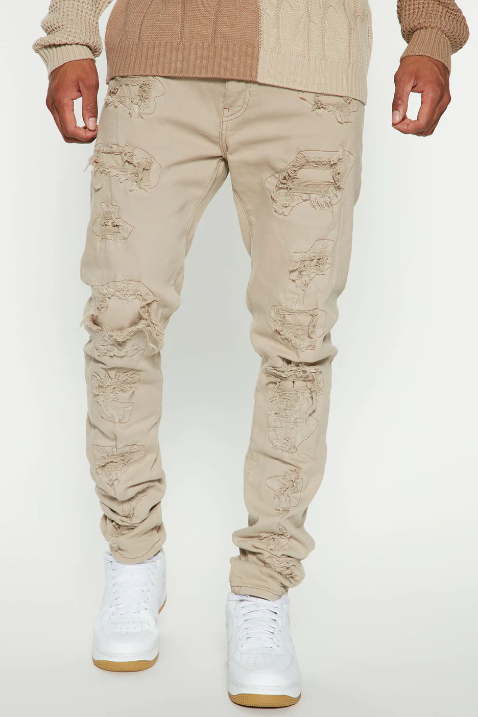 High Key Stacked Skinny Jeans - Taupe