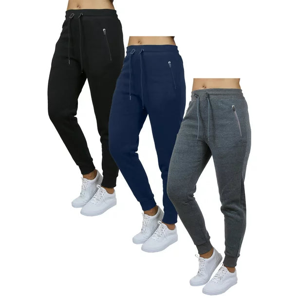 3-Pack Women's Fleece & French Terry Oversized Loose-Fit Jogger Sweatpants