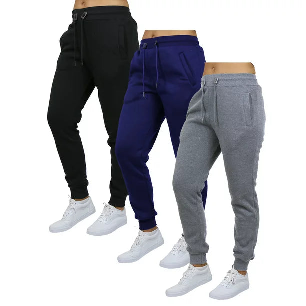 3-Pack Women's Fleece & French Terry Oversized Loose-Fit Jogger Sweatpants