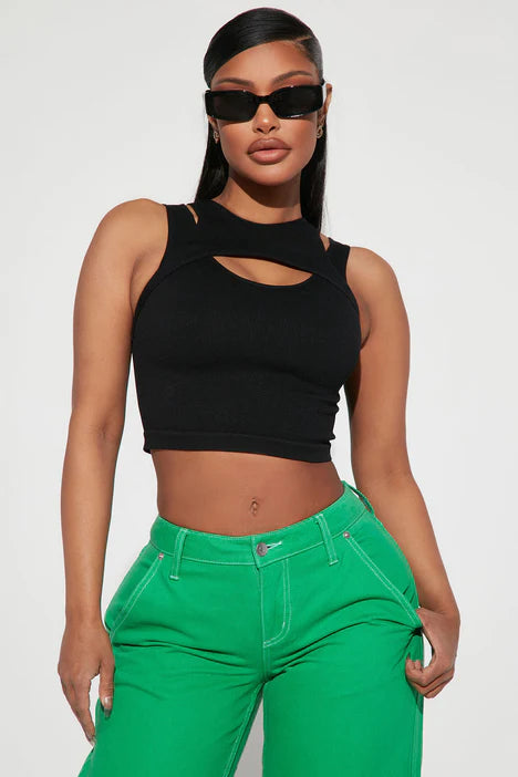 Yadira Seamless Tank - Black