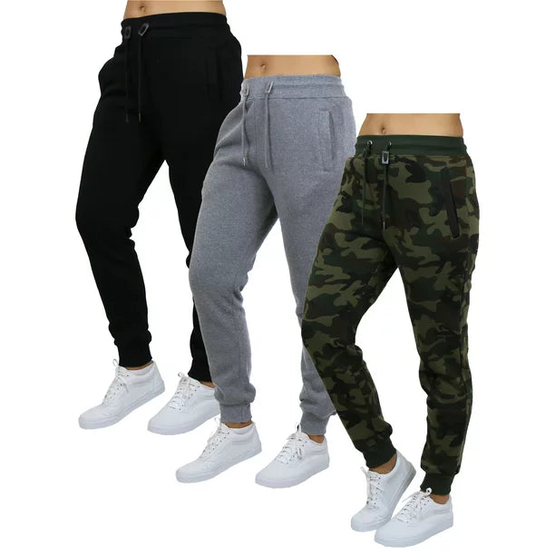 3-Pack Women's Fleece & French Terry Oversized Loose-Fit Jogger Sweatpants