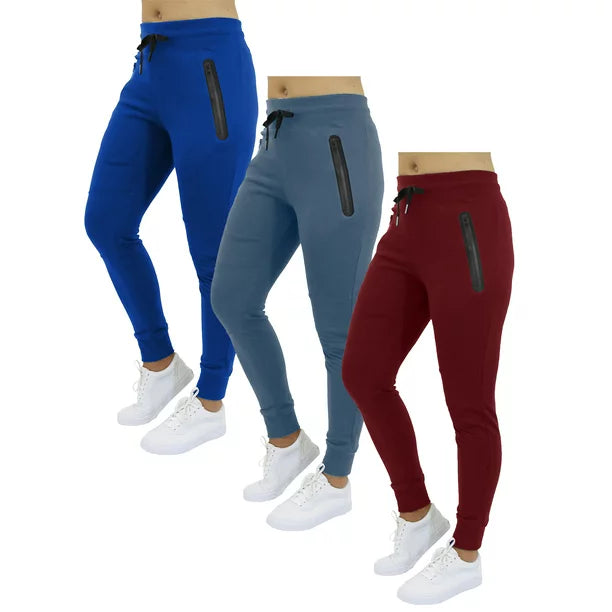 3-Pack Women's Fleece & French Terry Oversized Loose-Fit Jogger Sweatpants
