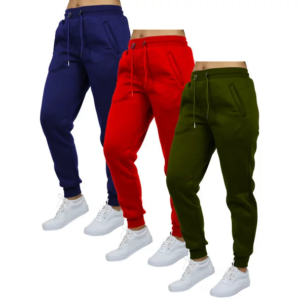 3-Pack Women's Fleece & French Terry Oversized Loose-Fit Jogger Sweatpants