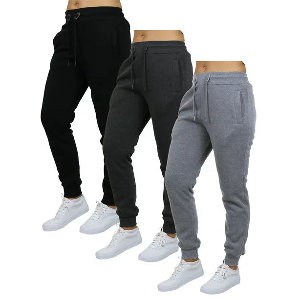 3-Pack Women's Fleece & French Terry Oversized Loose-Fit Jogger Sweatpants