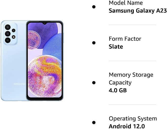 SAMSUNG Galaxy A23 (SM-A235M/DS) Dual SIM,64 GB 4GB RAM, Factory Unlocked GSM, International Version - No Warranty