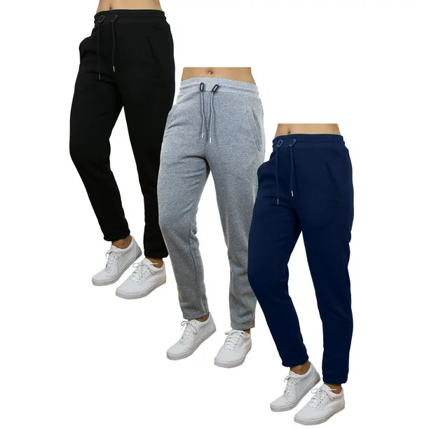 3-Pack Women's Fleece & French Terry Oversized Loose-Fit Jogger Sweatpants