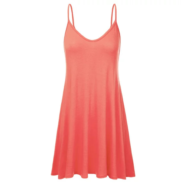 doublju women's casual spaghetti loose swing slip dress Doublju Women's Casual Spaghetti Loose Swing Slip Dress (Plus Size Available), Size: Small, Gray