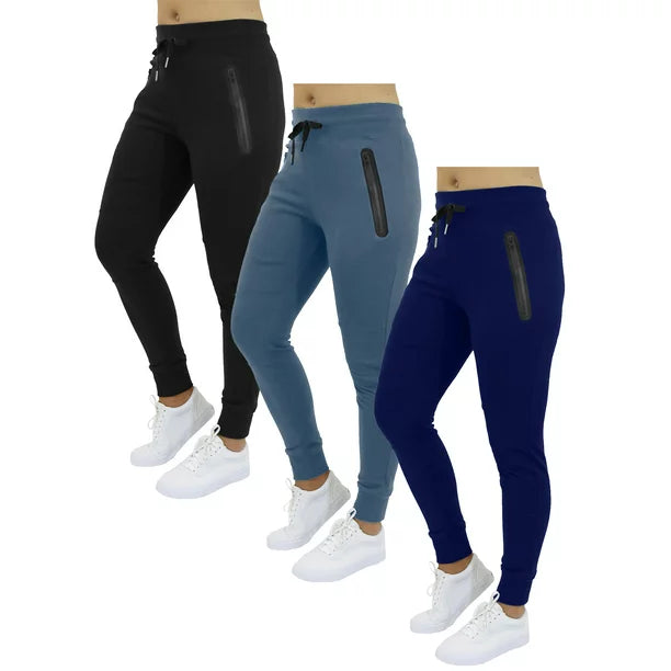 3-Pack Women's Fleece & French Terry Oversized Loose-Fit Jogger Sweatpants
