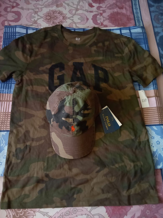 GAP Camo Logo T-Shirt & Polo Ralph Lauren Camo Baseball Cap Bundle